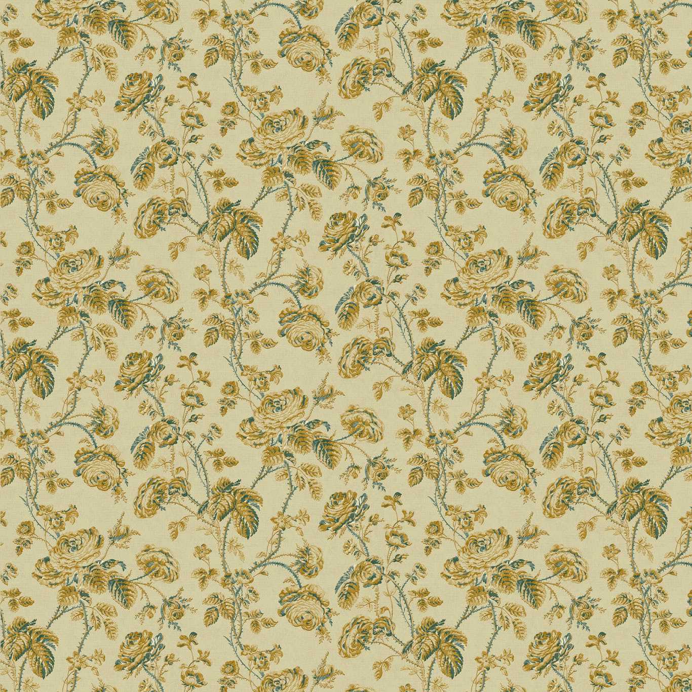 ZOFFANY Thorny Vine Floral  Silk Yellow   - ZOF0253-04