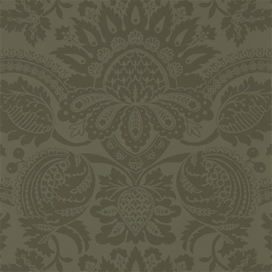 ZOFFANY Pomegranate  Wallpaper Damasks Olivine  Rotary Wide Width Printed Wallpaper - ZPAL312693
