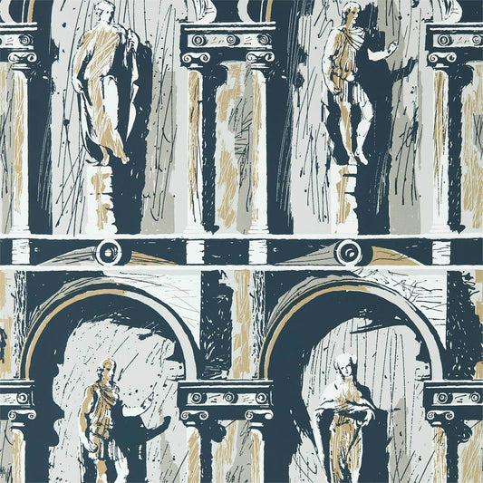ZOFFANY Montacute Wallpaper Abstract , Graphic Platinum Grey,Ink  Rotary Wide Width Printed Wallpaper - ZPLW312966