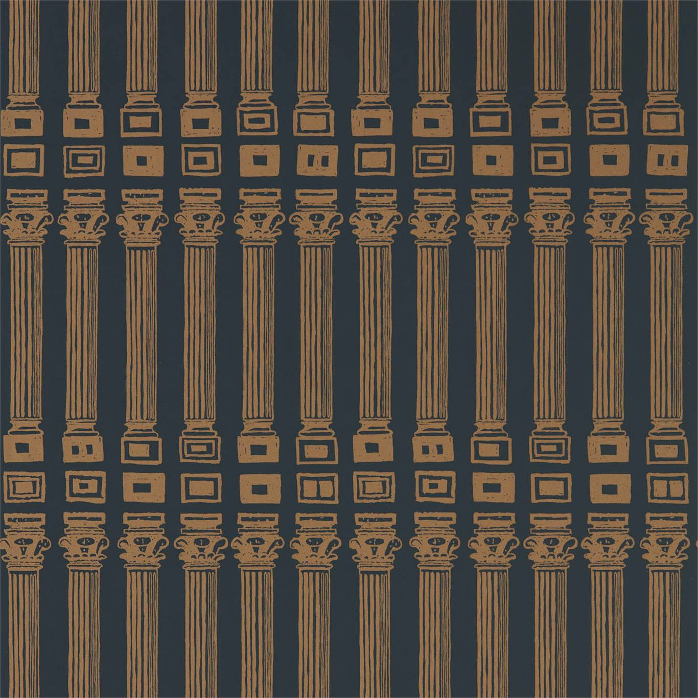 ZOFFANY Columns Wallpaper Abstract , Graphic Vine Black,Antique Gold  Rotary Wide Width Printed Wallpaper - ZPLW312969