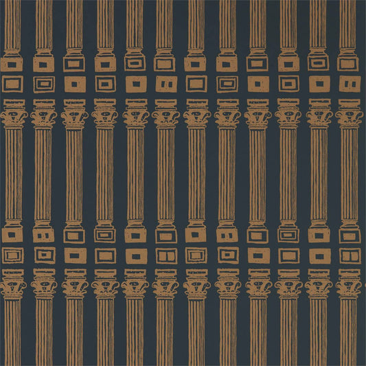 ZOFFANY Columns Wallpaper Abstract , Graphic Vine Black,Antique Gold  Rotary Wide Width Printed Wallpaper - ZPLW312969