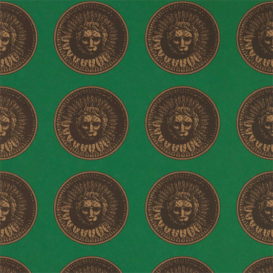 ZOFFANY Medallion Wallpaper Abstract , Graphic Malachite,Gold  Rotary Wide Width Printed Wallpaper - ZPLW312974