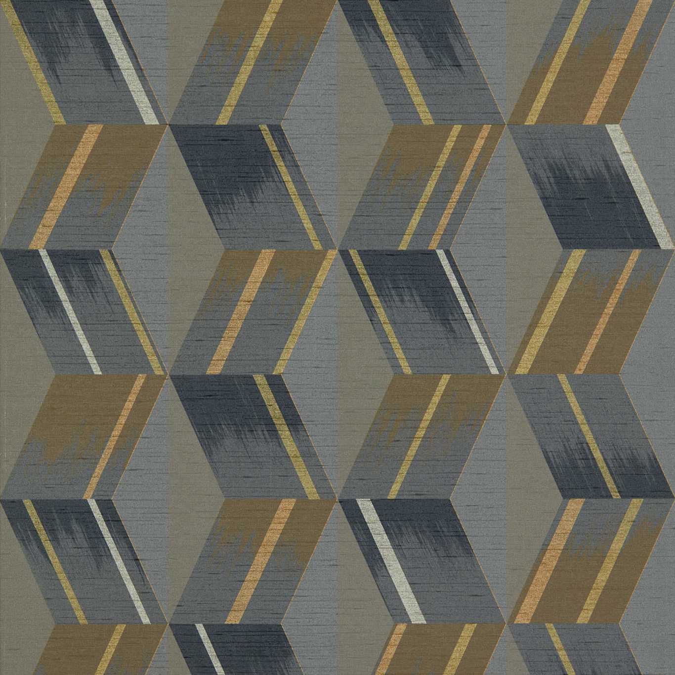 ZOFFANY Rhombi  Wallpaper Geometric Anthracite  Gravure Wide Width Vinyl - ZRHW312895