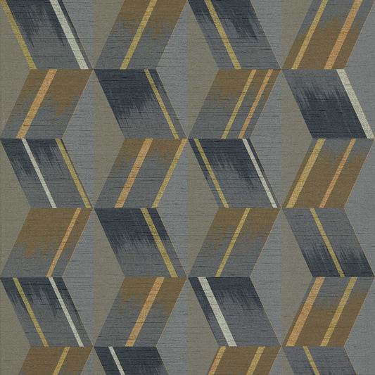 ZOFFANY Rhombi  Wallpaper Geometric Anthracite  Gravure Wide Width Vinyl - ZRHW312895