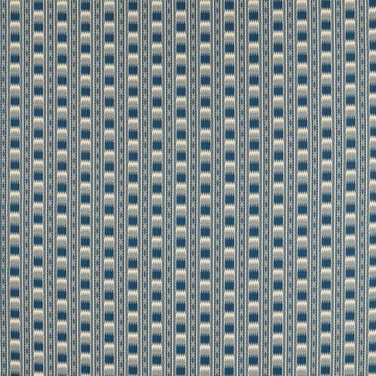 ZOFFANY Kasuri Stripe Fabric Geometric Mazarine Blue   - ZRTX333541