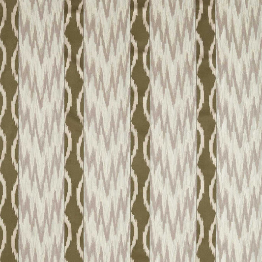 ZOFFANY Embroidered Ikat Stripe Fabric Abstract , Graphic Green Stone   - ZRTX333545