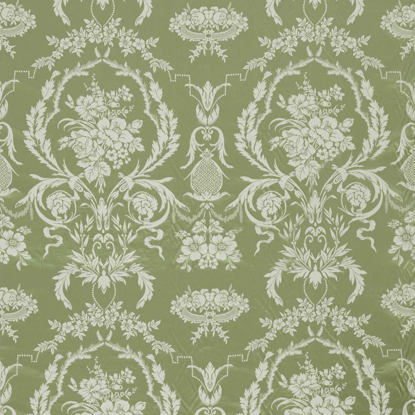 ZOFFANY Arabesque Silk Fabric Damask Pale Olive   - ZSUF333387