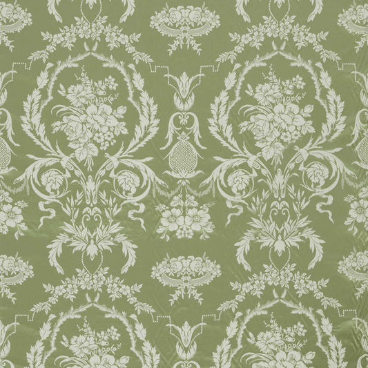 ZOFFANY Arabesque Silk Fabric Damask Pale Olive   - ZSUF333387