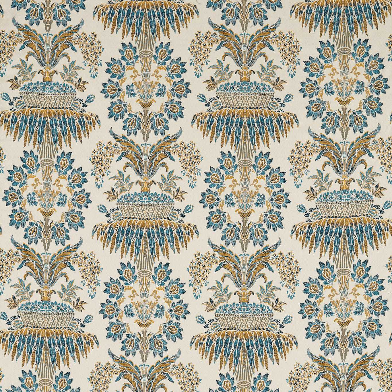 ZOFFANY Long Gallery Brocade Fabric Damask Teal,Gold   - ZSUF333389