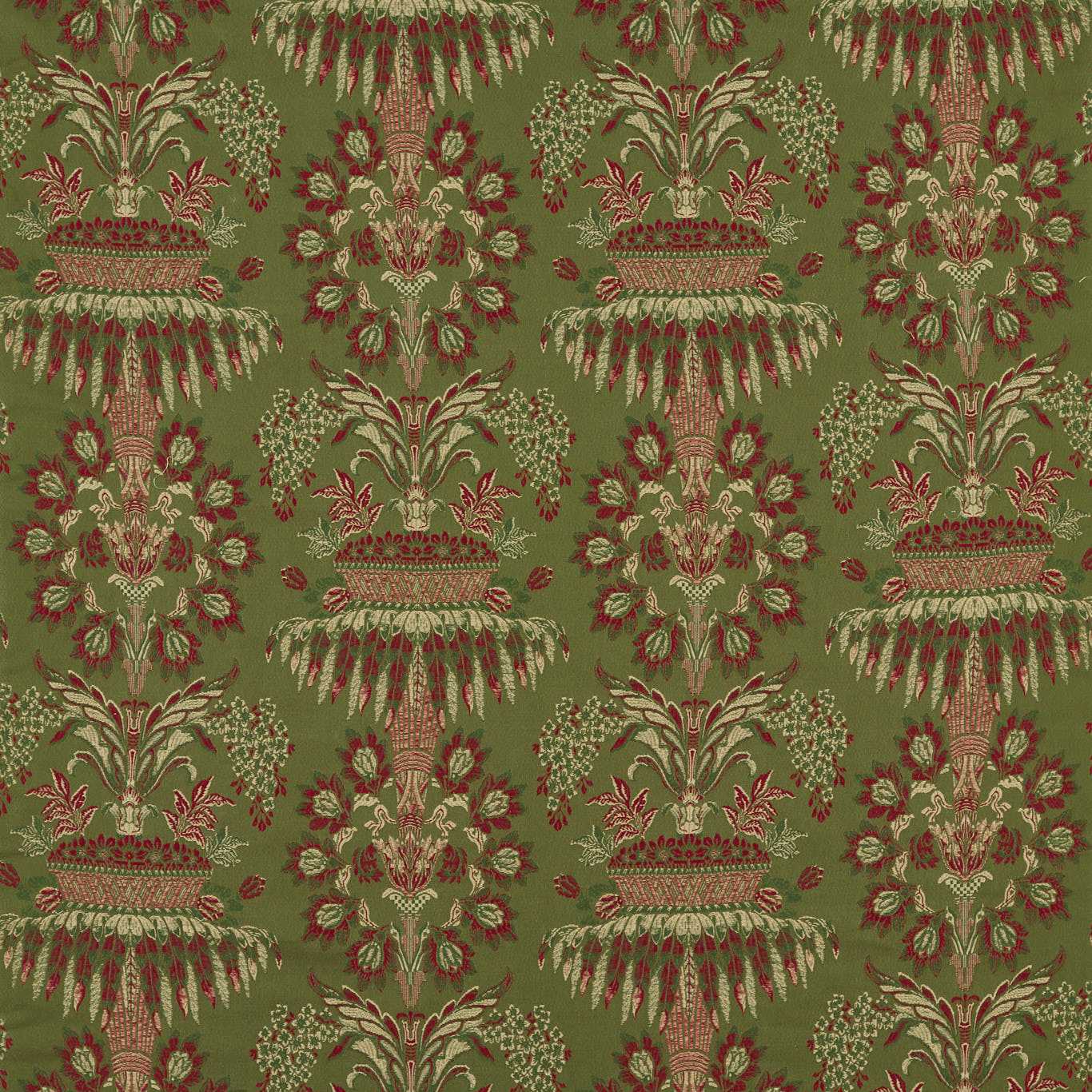 ZOFFANY Long Gallery Brocade Fabric Damask Olivine,Russet   - ZSUF333390