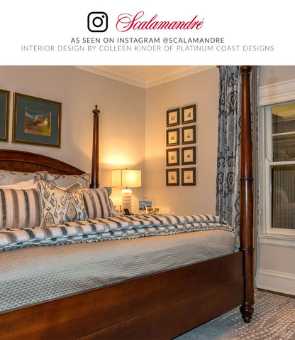 SCALAMANDRE  TAI LAO STRIPE FABRIC MIST   - ZS 0001VELZ NEW SKU # ZSVELZ0001