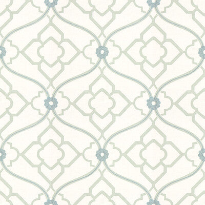 KRAVET DESIGN PRINT LATTICE/SCROLLWORK WHITE,SPA,LIGHT BLUE   - ZUMA.30.0