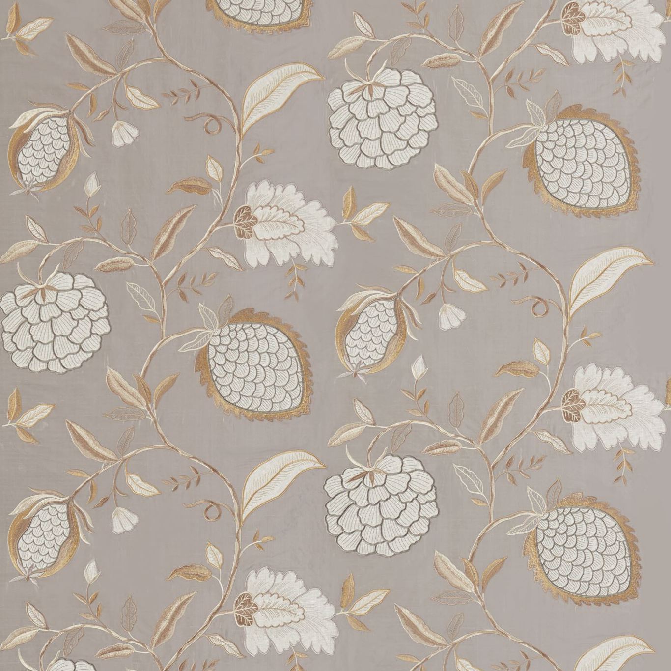 ZOFFANY Pomegranate Tree Fabric Leaves , Trees Platinum   - ZWIN332344