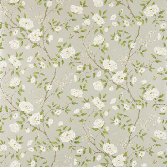 ZOFFANY Romey's Garden Wallpaper Classic Floral Silver  Gravure - Wide Width Printed Wallpaper - ZWOO311333