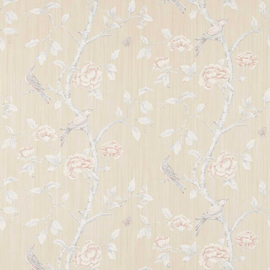 ZOFFANY Woodville Wallpaper Birds White Clay  Rotary/Gravure Wallpaper - ZWOO311348