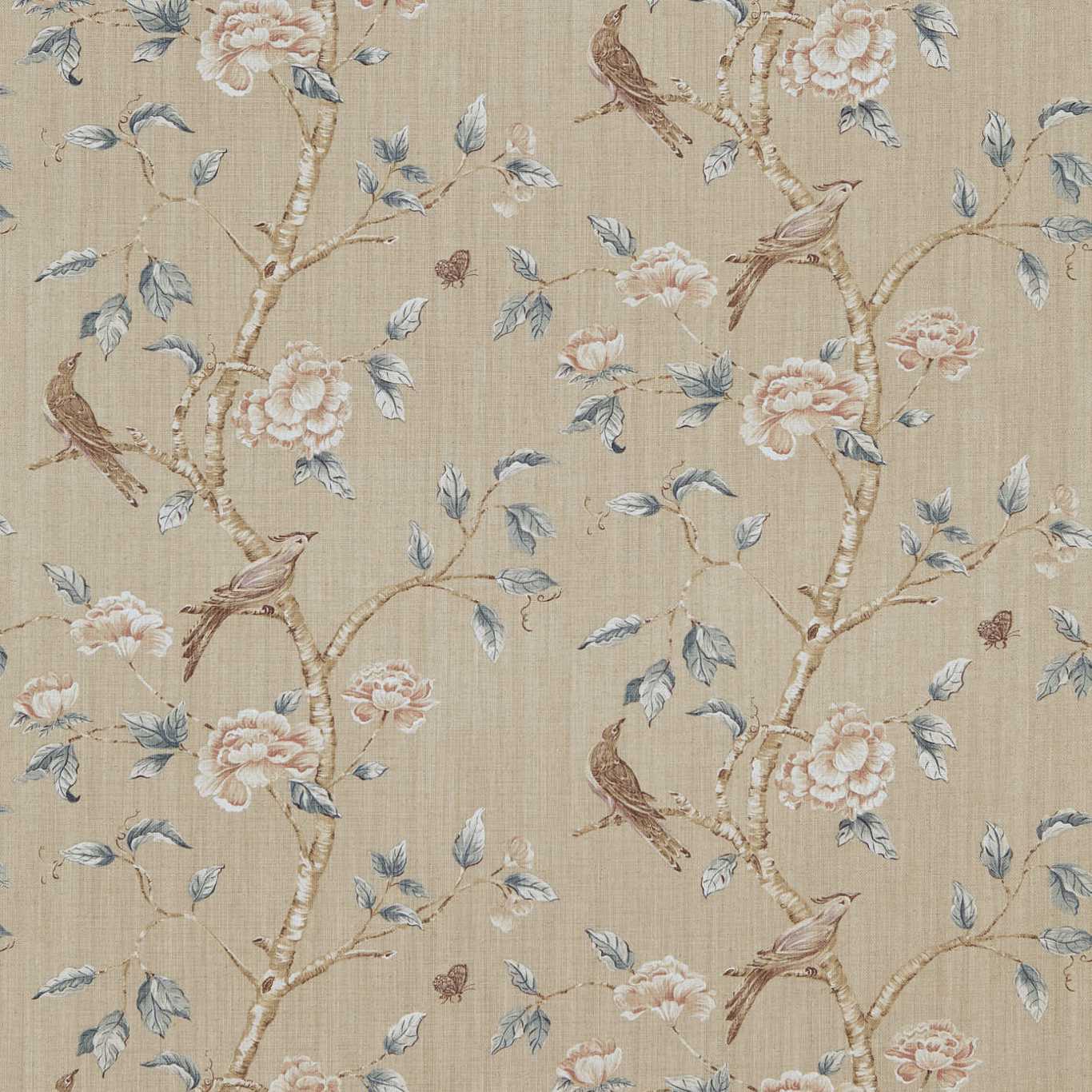 ZOFFANY Woodville Fabric Birds White Clay   - ZWOO321434