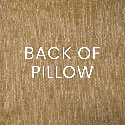 Back of pillow cover in golden textured weave; warm beige-gold fabric with subtle texture.