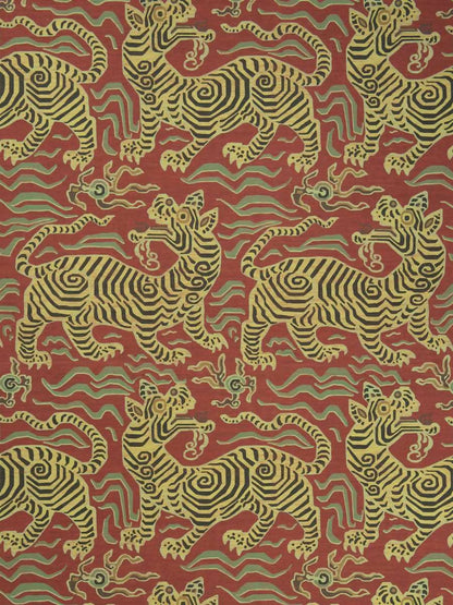 20" pillow cover in cinnabar red and gold linen-cotton blend
