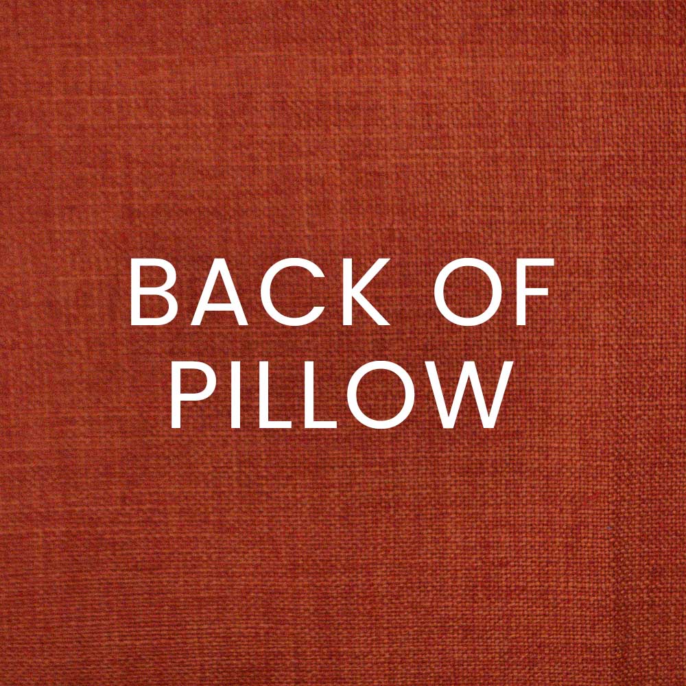Back of Aqua Beach 24in x 24in pillow with textured fabric and white BACK OF PILLOW lettering