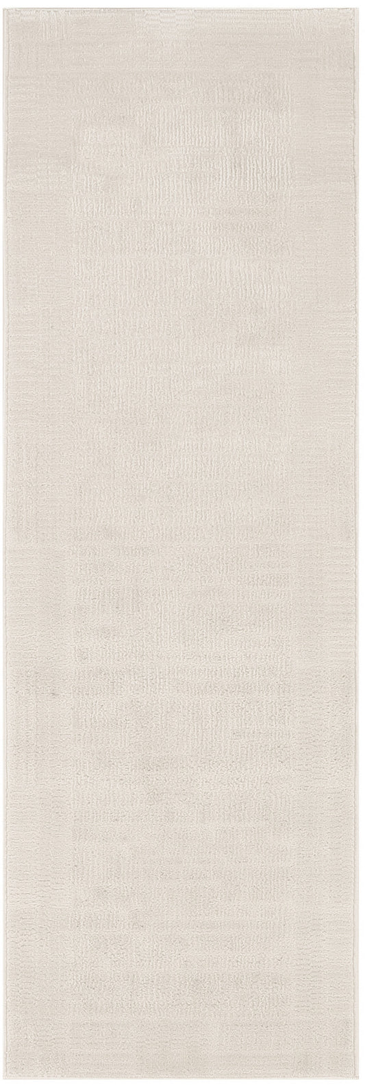 Cream-beige textured runner rug with subtle pattern and soft plush pile.
