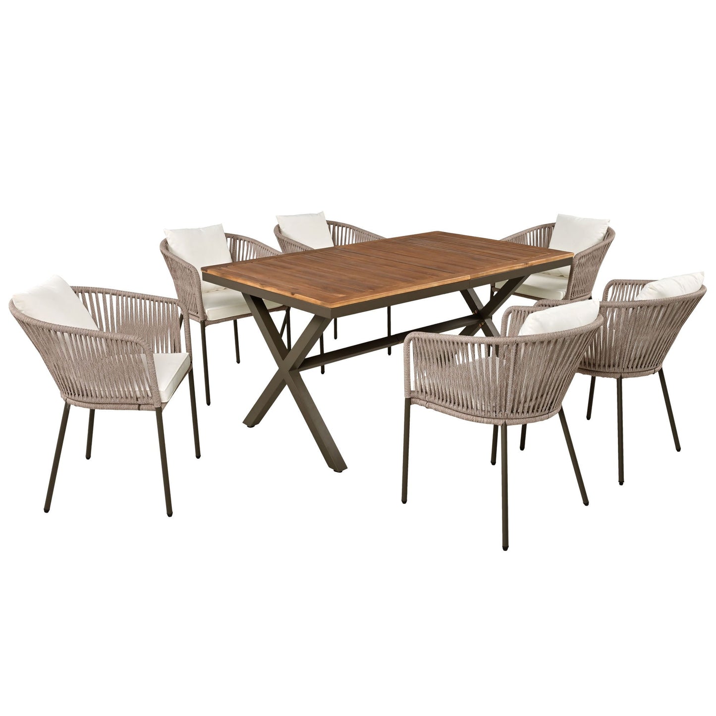 7 Pieces Patio Dining Set, All-Weather Outdoor Furniture Set