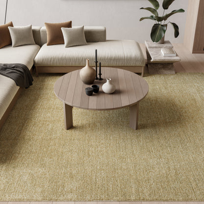 Beige rug, 5' x 8', in a minimalist living room.