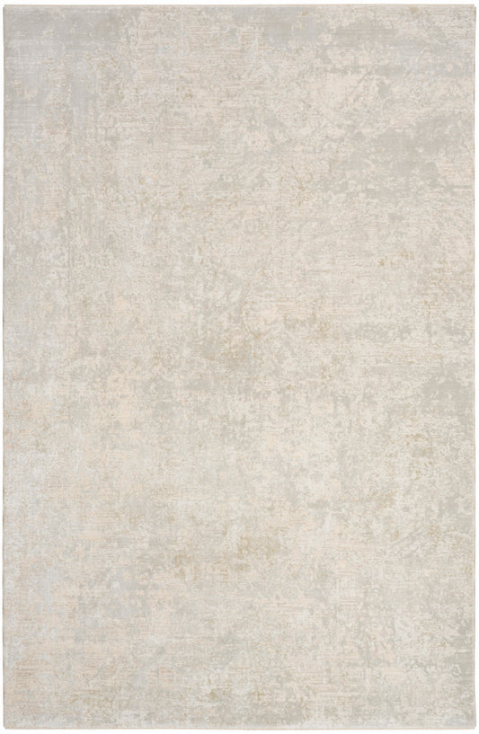 Beige rectangular area rug with a subtle mottled cream-gray texture and soft pile.