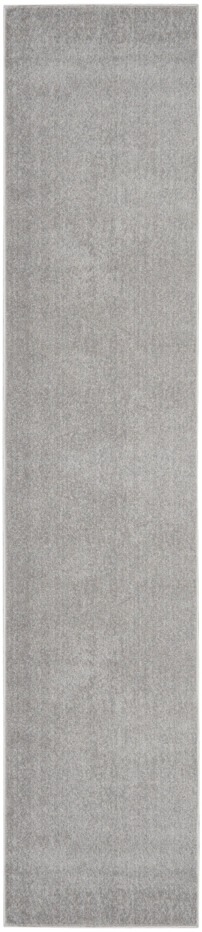 Grey textured rug runner, long narrow rectangle with subtle tonal shading.