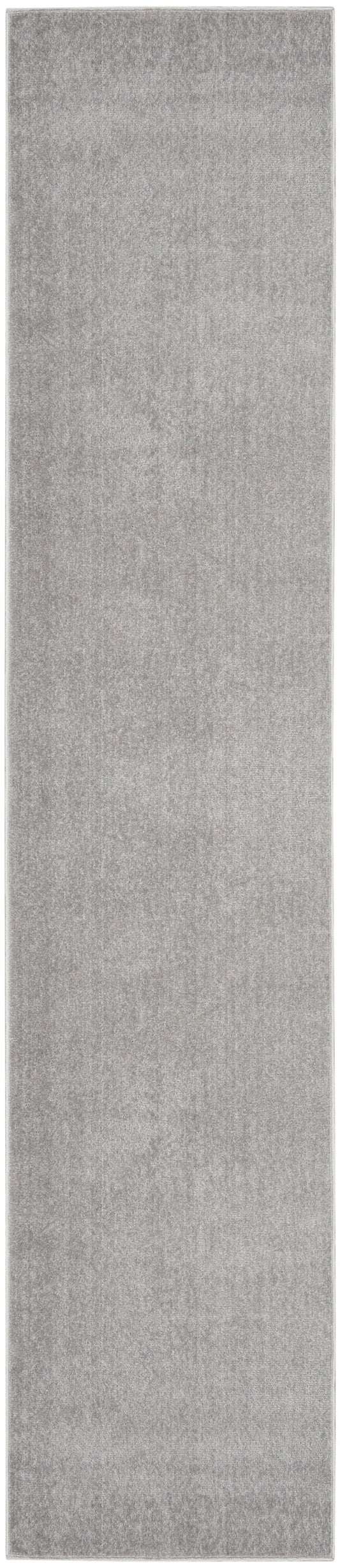 Grey textured rug runner, long narrow rectangle with subtle tonal shading.