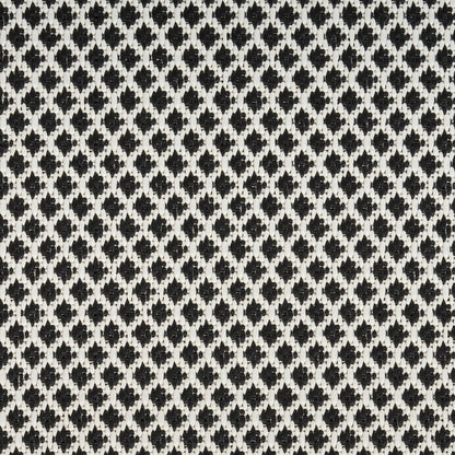 Black and white diamond lattice knit fabric with tight repeating diamonds.