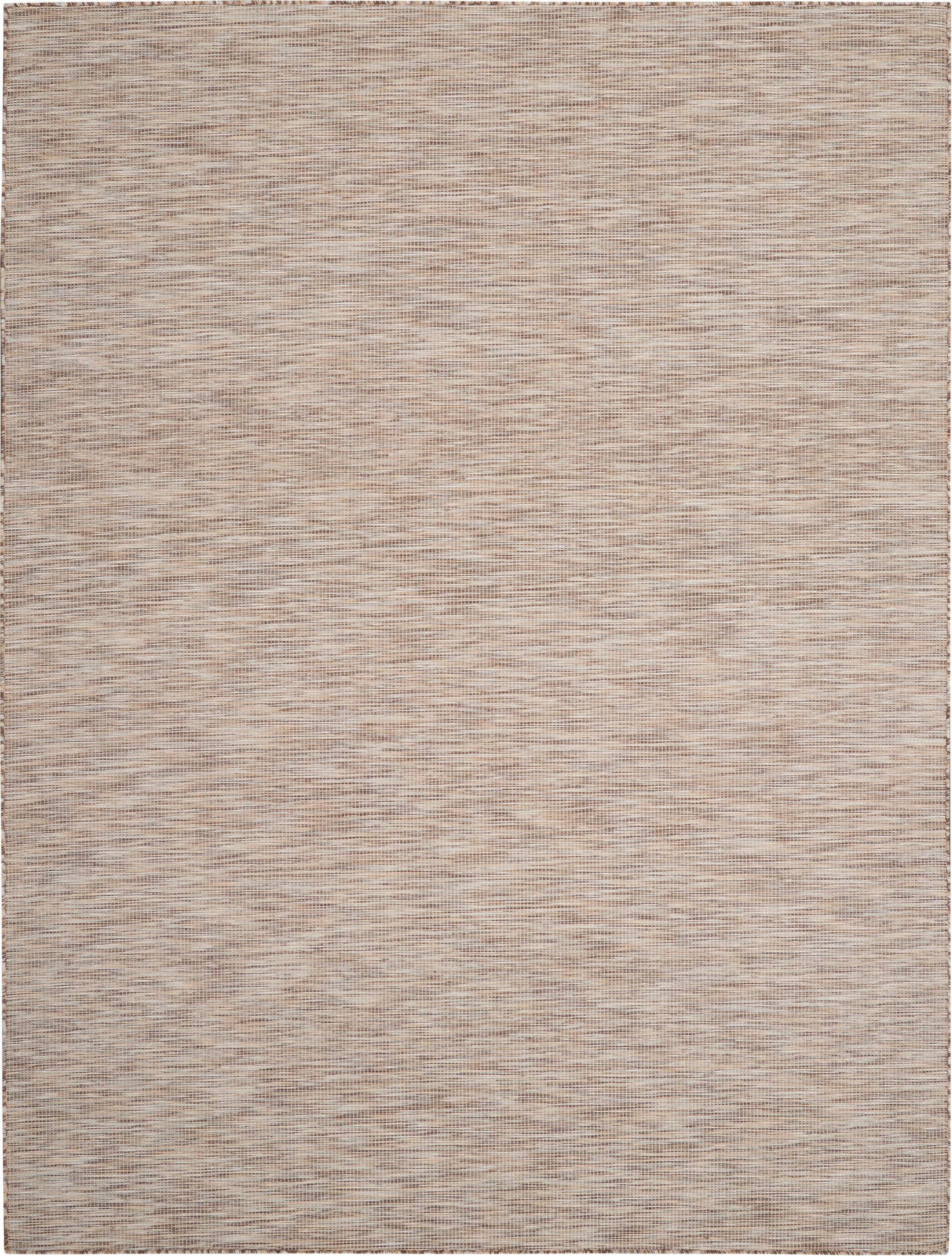 Neutral beige-brown woven rug with subtle heathered texture and faint stripes; rectangular 8' x 10', versatile for living spaces.