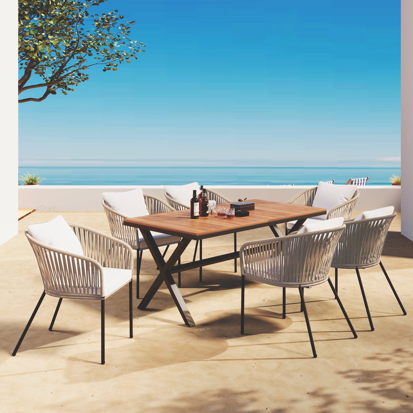 7 Pieces Patio Dining Set, All-Weather Outdoor Furniture Set