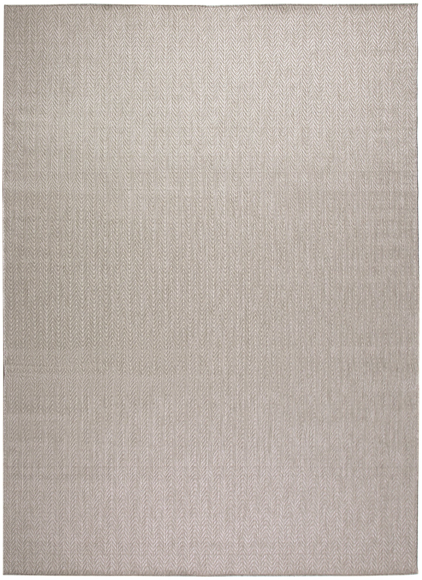 Cream-beige woven area rug with a subtle herringbone pattern; rectangular, soft neutral floor covering.