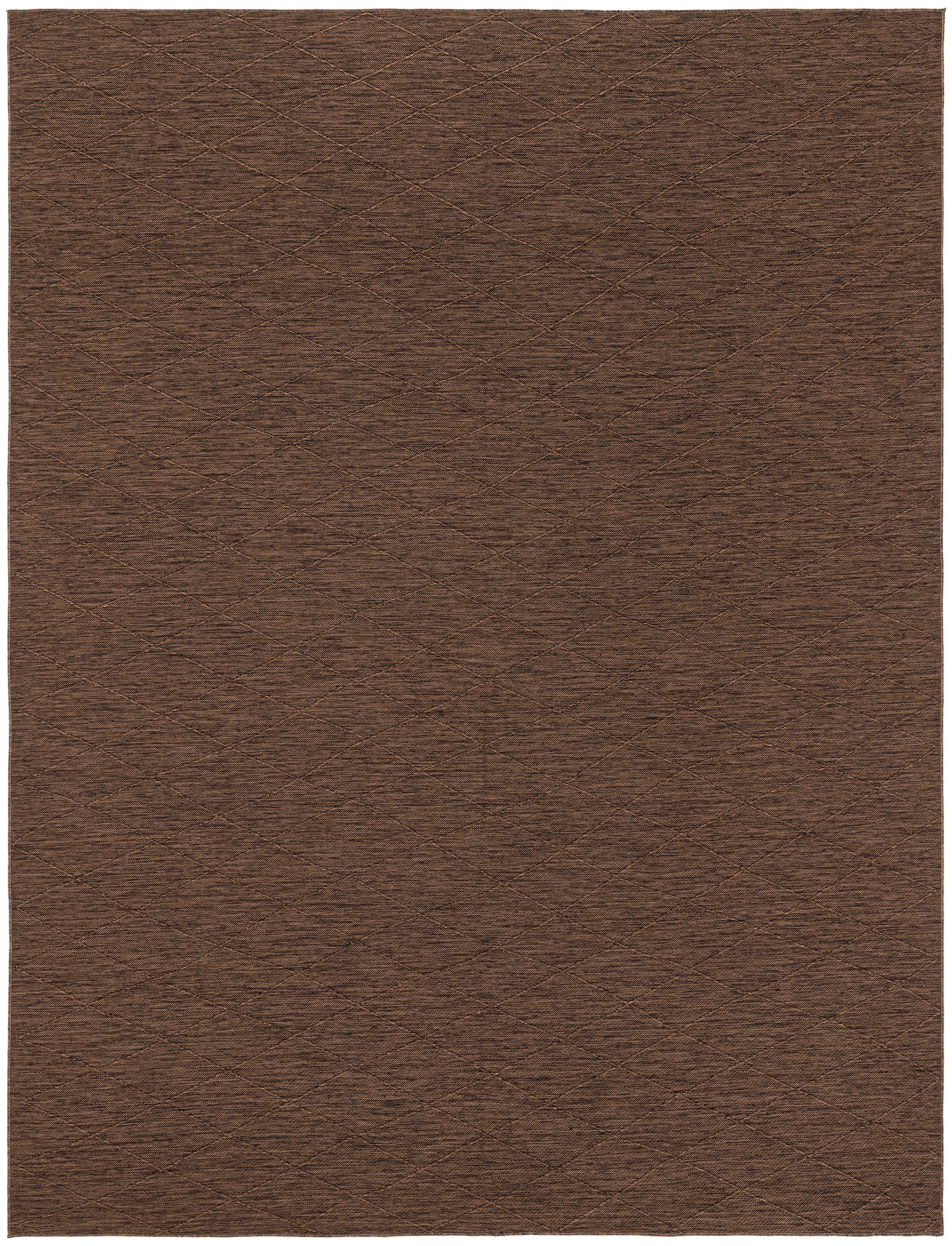 Brown textured rectangular rug with a soft, short-pile look; versatile in living rooms or hallways.