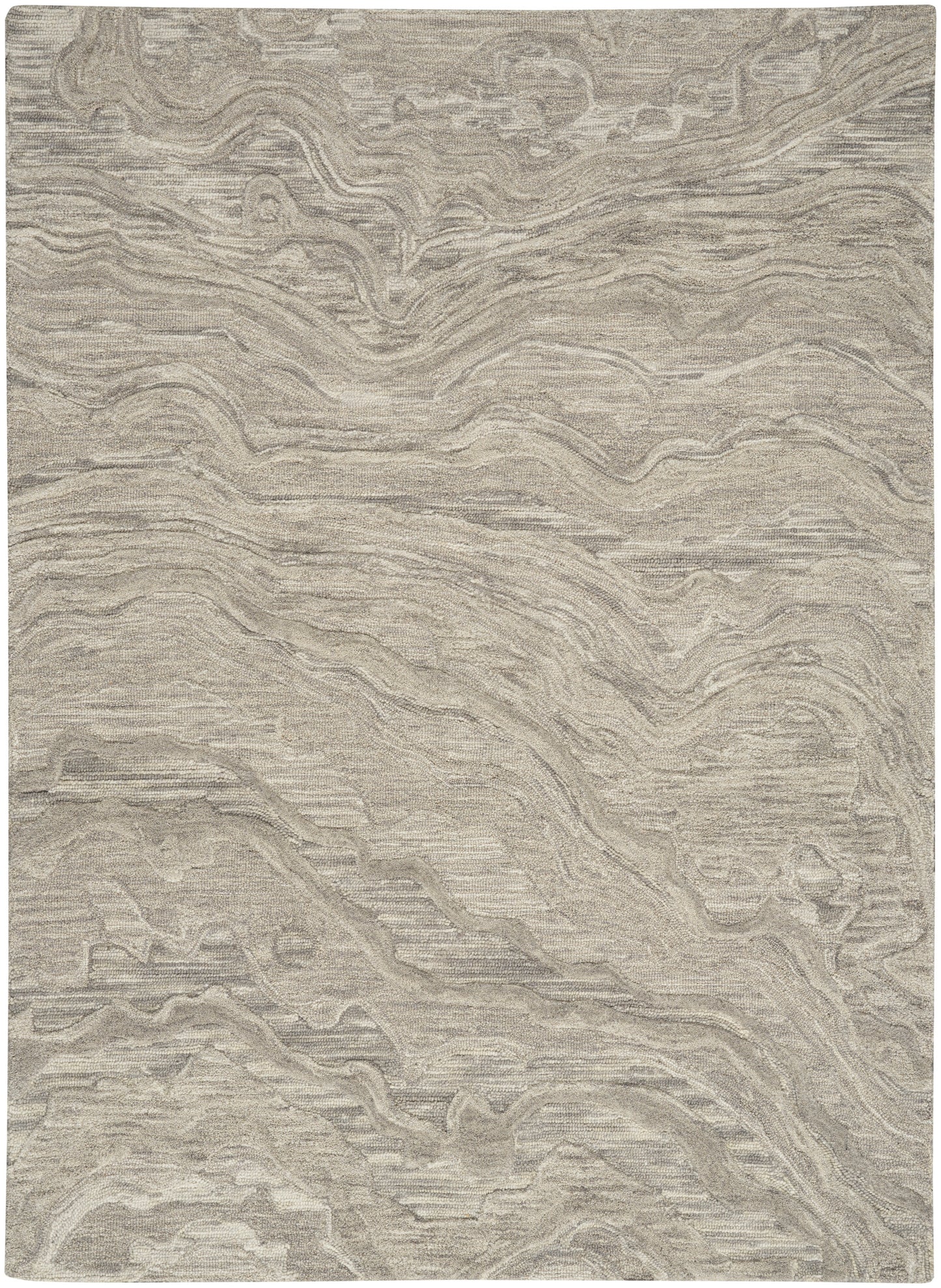 Beige rectangular area rug with subtle marble-like swirls and a soft, textured surface.