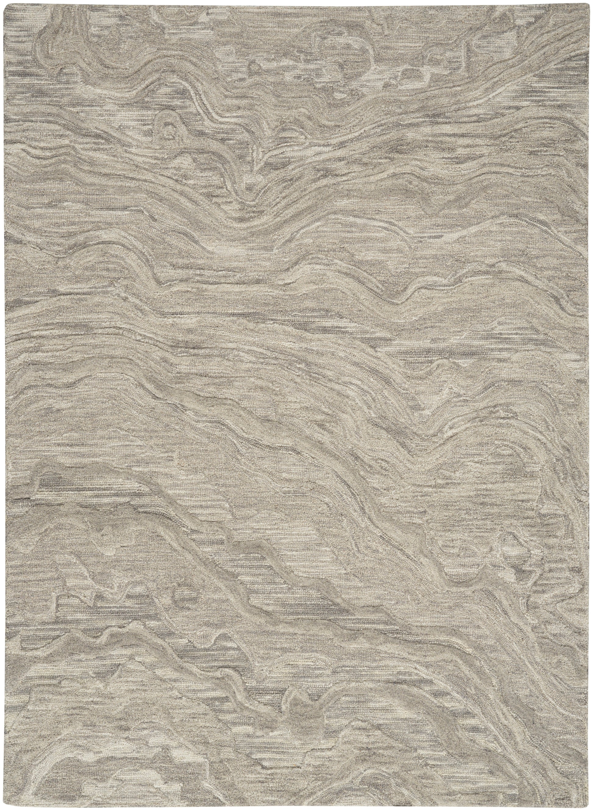 Beige rectangular area rug with subtle marble-like swirls and a soft, textured surface.