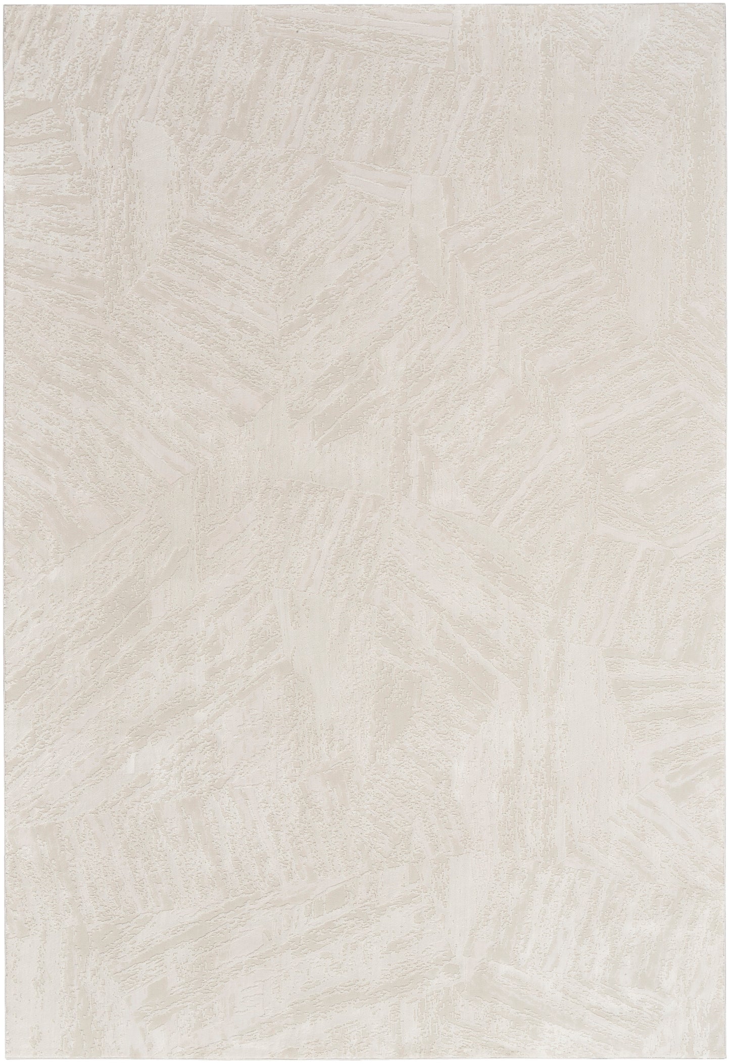 Rectangular neutral beige rug with cream brushed texture, soft woven look for living spaces.