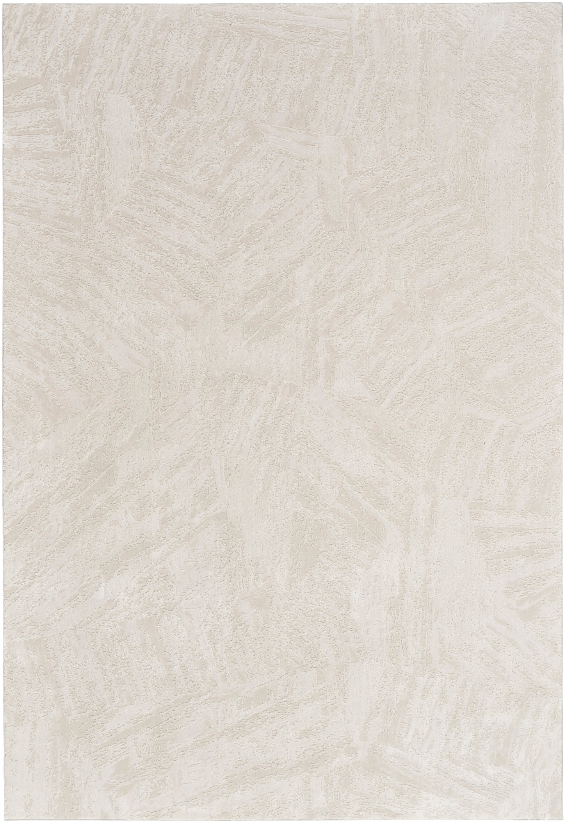 Rectangular neutral beige rug with cream brushed texture, soft woven look for living spaces.