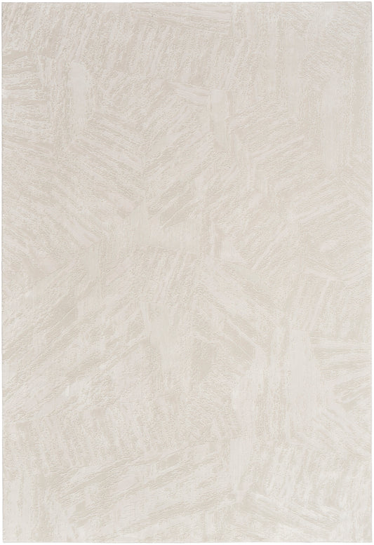 Rectangular neutral beige rug with cream brushed texture, soft woven look for living spaces.
