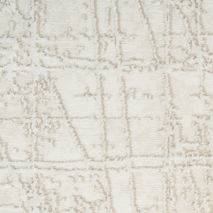 Soft cream rectangular rug with a subtle beige grid pattern and lightly textured pile, ideal for modern neutral decor.