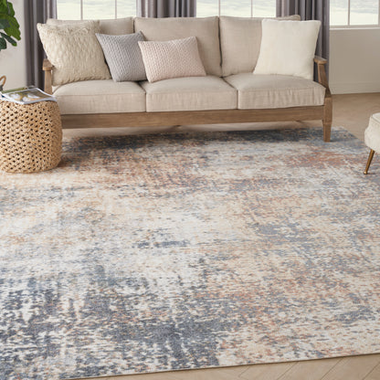 Blue-gray abstract modern rug.