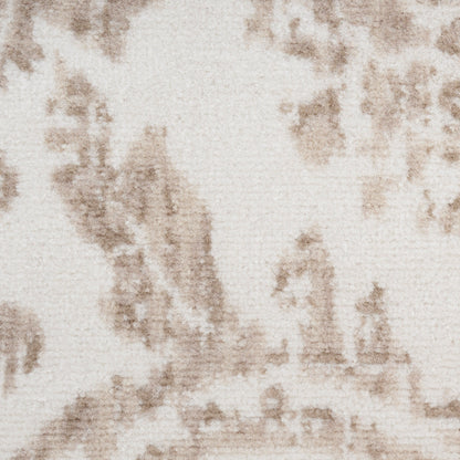 Beige taupe abstract damask pattern on cream textured fabric; versatile upholstery or rug material.