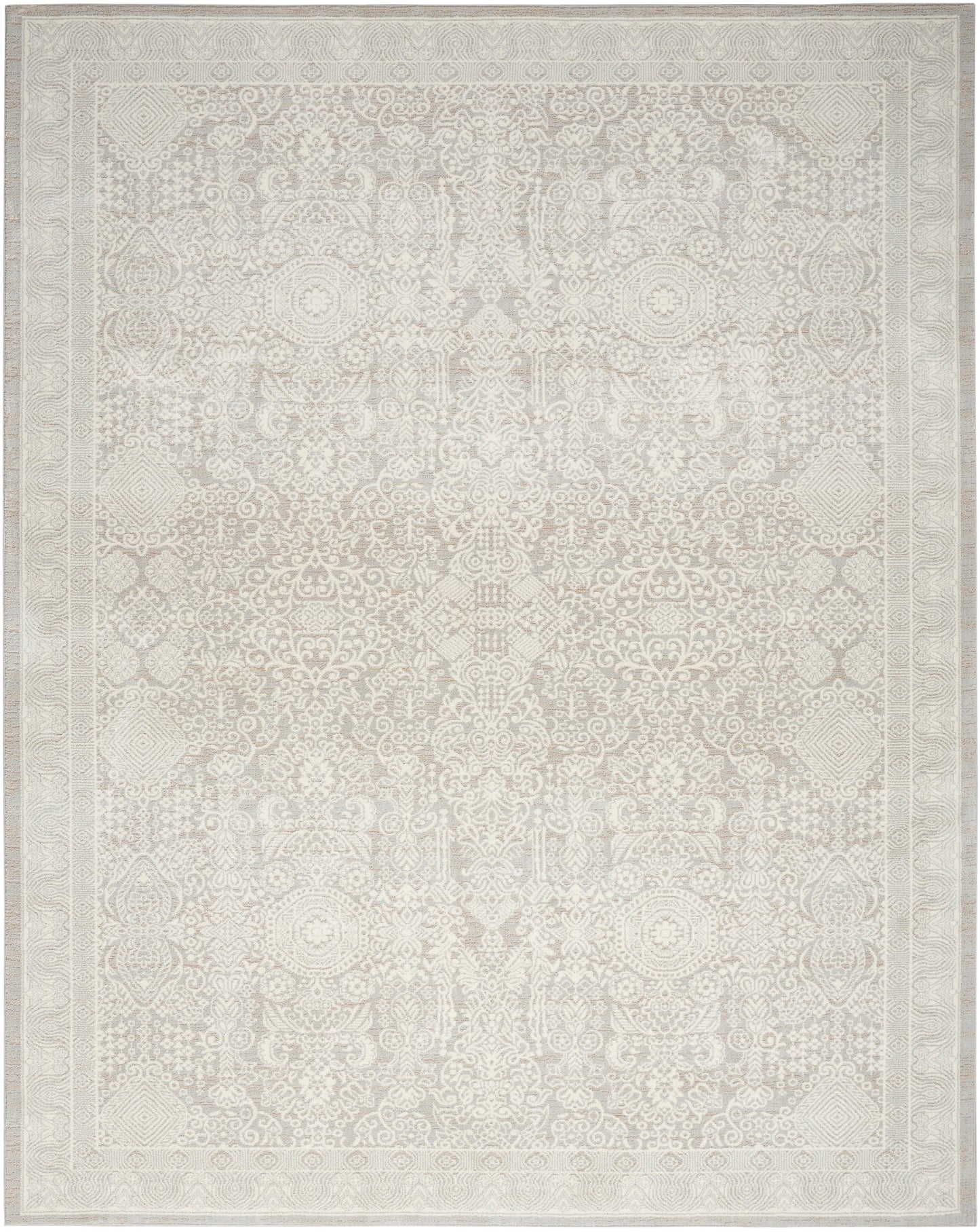 Cream-beige Persian-inspired rug with intricate symmetrical medallion motif; rectangular, traditional decor for living rooms