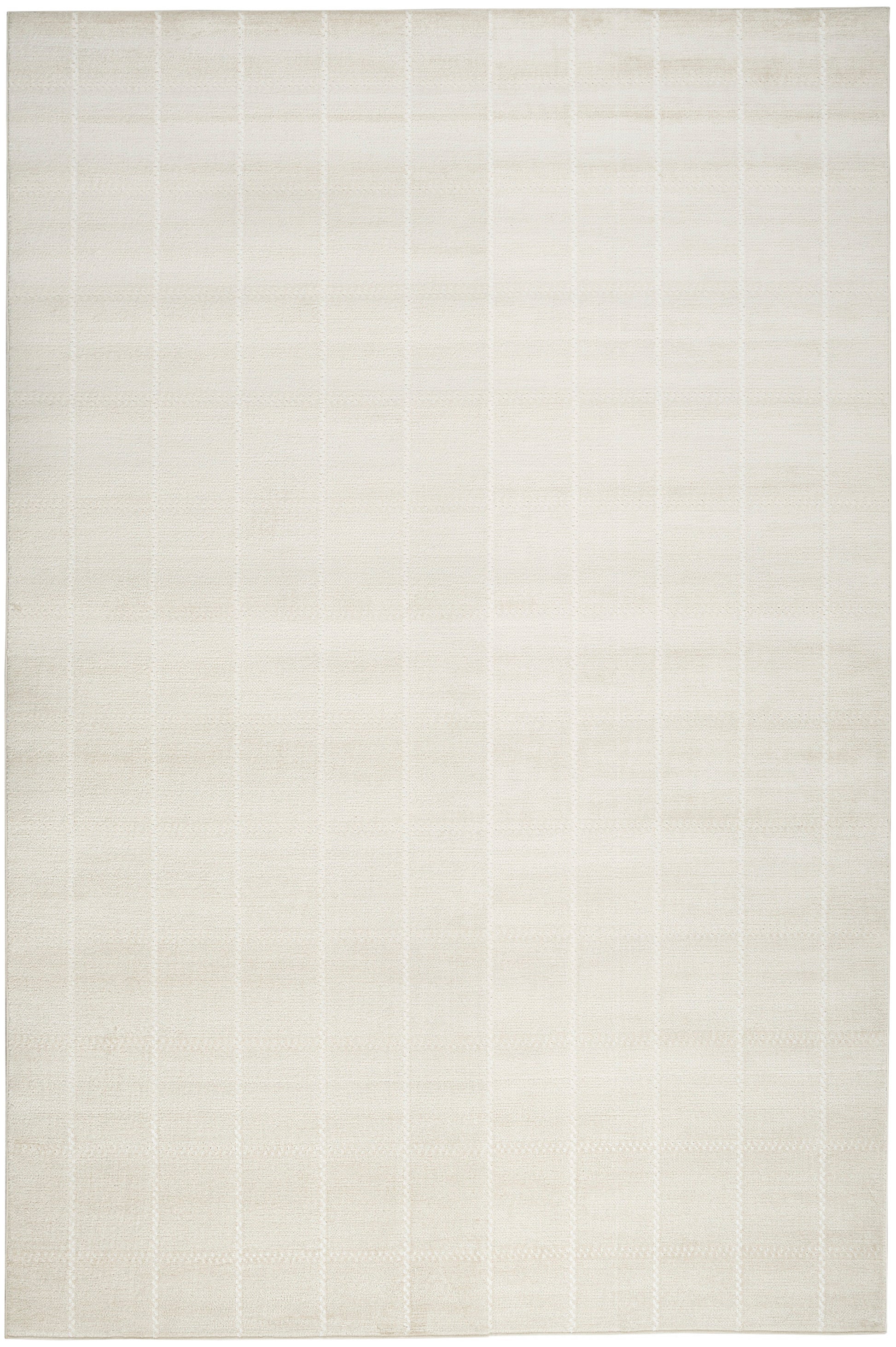 Beige woven area rug with subtle vertical grid pattern; neutral, modern floor cover.