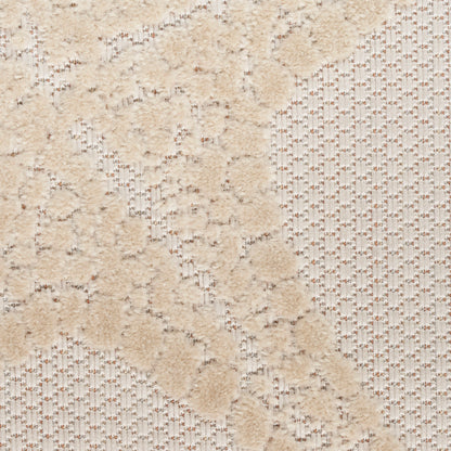 Ivory boucle and knit swatch featuring a fluffy floral area beside a subtle diamond-grid knit.