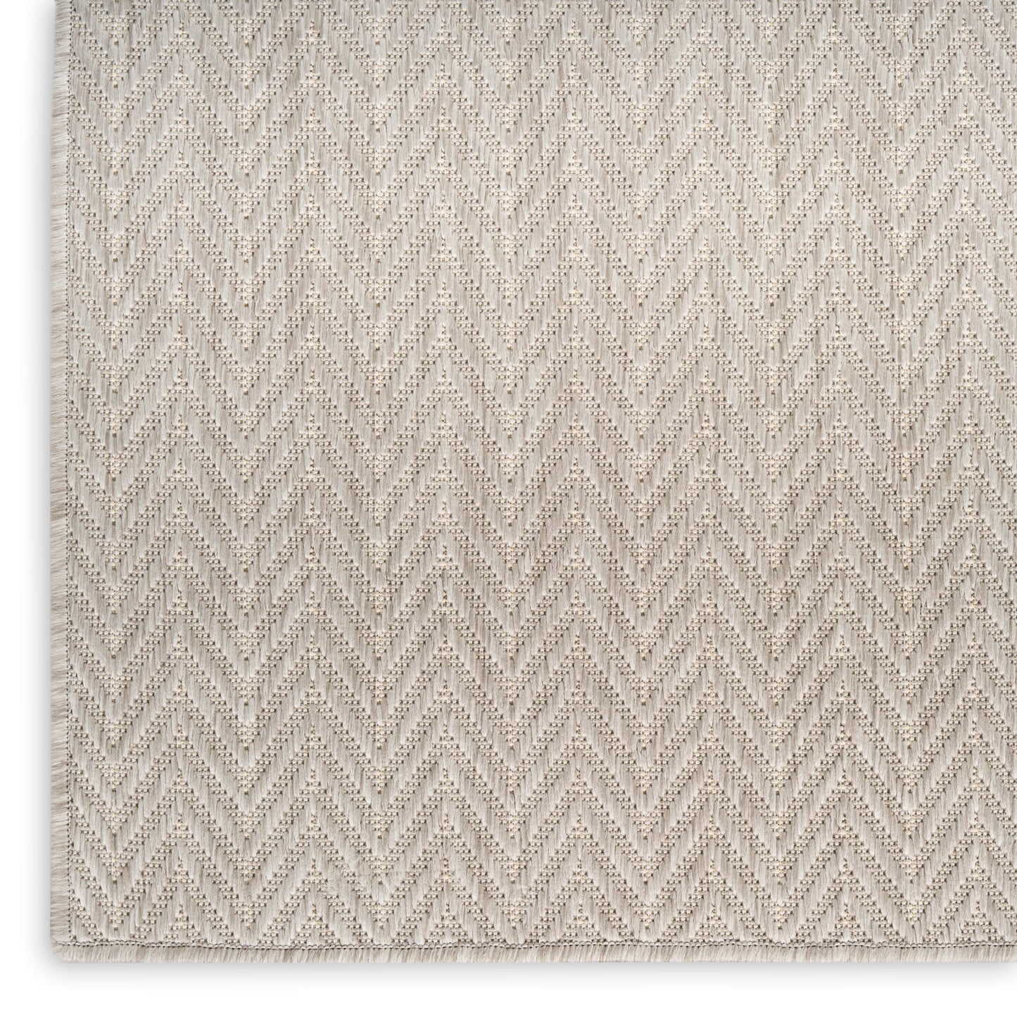 Cream textured chevron runner rug with a woven zigzag pattern; rectangular beige floor decor, 6' runner.