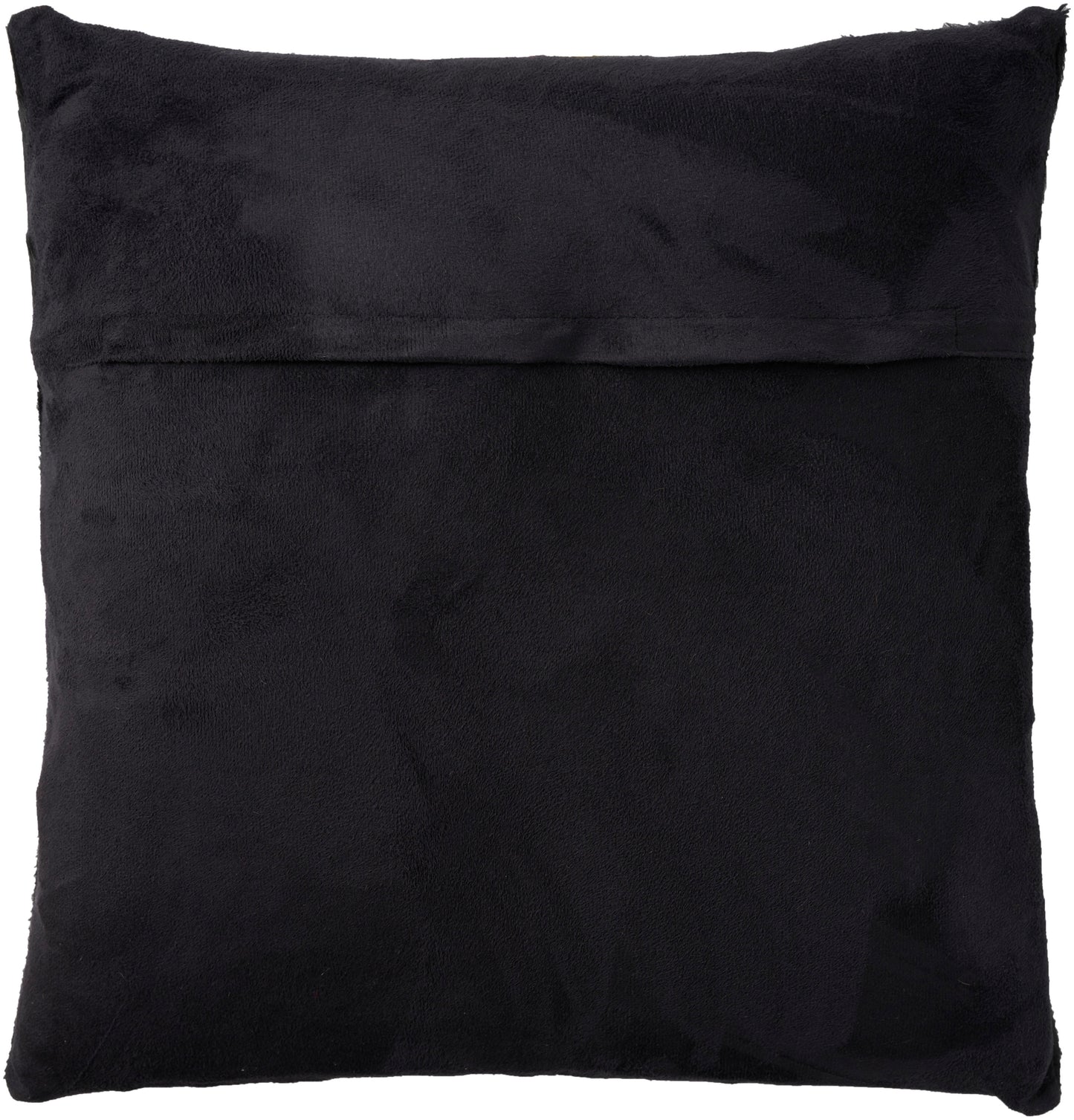 Multicolor square velvet throw pillow with a fold-over top detail, 20x20, for sofa or bed decor.