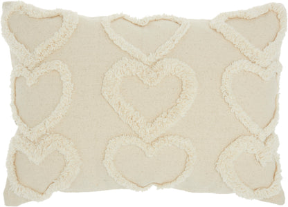 Cream rectangular throw pillow, 14 x 20 inches.
