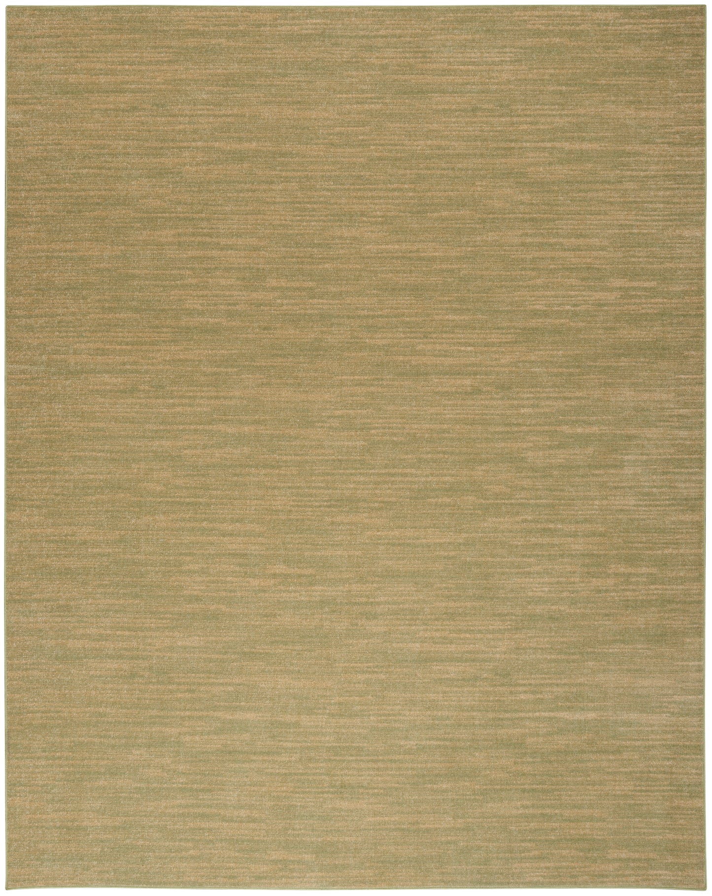Beige-gold outdoor area rug with subtle horizontal striations and soft woven texture.