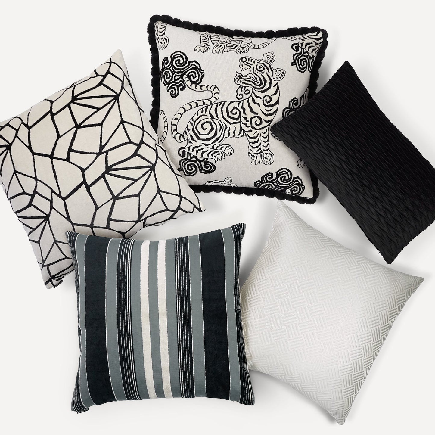 D.V. KAP HOME   24" x 24" Cayman Pillow - Domino Stripes    - 2426-D-2424